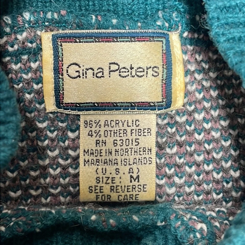 GINA PETERS Vintage Sweater Large Cozy Leaf Novelty Print Size Medium